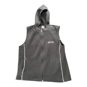 Vintage ROOTS Canada Athletics Fleece Vest Size Medium Grey Hooded Waistcoat